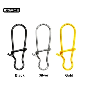 100pcs 9-46mm Stainless Steel Fishing Duo lock Snap Pin 3-95kg Strength Tackle Connector Fishing Accessories