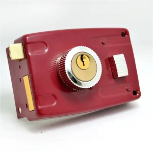 101 Rim Lock Cast Iron Durable Waterproof Anti-Theft Red Indoor Door Locks Wooden Doors 3 Keys Multiple Insurance Anti-Rust Easy
