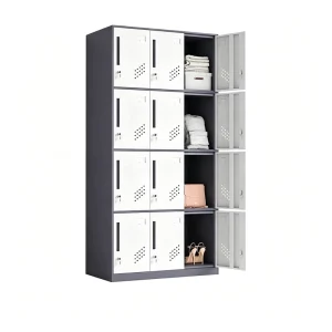 12 Door Metal Storage Locker with Individual Key Locks & Vent Holes Detachable Cabinet for Gym Office Dormitory & Apartment