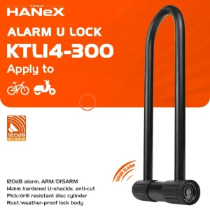 120 dB Alarm Bike U-Lock Hardened Alloy Steel for E-bike Motorcycle Bicycle