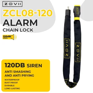 120dB Alarm Bicycle and Motorcycle Chain Lock, IP67 Waterproof, 1.2m Length, 8mm Chain, 3 Keys, CE Certified