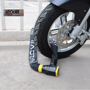 不锈钢安全防盗智能 120dB 报警链锁摩托车锁 1200mm CR2 锂电池