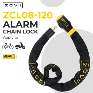 120dB Alarm 8mm Stainless Steel IP67 Waterproof Bicycle Chain Lock With CR2 Lithium Battery For City Bike