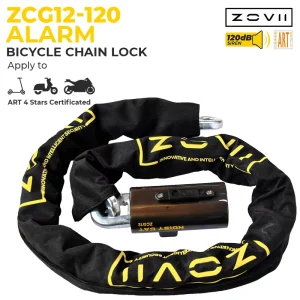 120dB Alarm Bicycle Chain Lock, IP67 Waterproof, Rust-Resistant, 3 Keys
