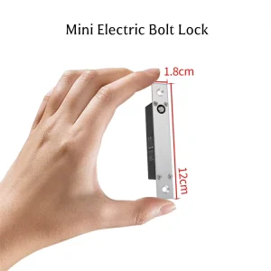 12V Mini Electric Drop Bolt Lock Aluminum Alloy NC/NO Strike Lock with Fingerprint and Password Unlock for Office Cabinet