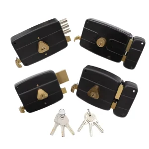 140mm Black Rim Lock Mortise Latch Steel Lock Body Heavy Duty Mechanical Key Unlock Brass Cylinder