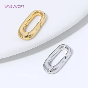 18K Gold Plated Oval Spring Clasp Connector Brass Carabiner Clasp for Jewelry Finding DIY Handmade Bracelet Necklace Accessories