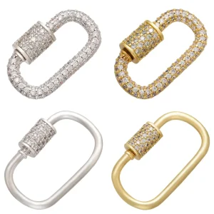 18K Gold Plated Screw Carabiner Clasp Connection Lock Oval Shape Lobster Clasp for Bracelet Necklace Making