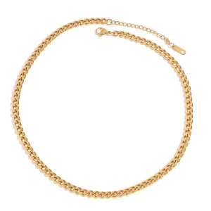 18K Gold Plated Stainless Steel Accessories Classic 5MM Flat Chain DIY Charms Chain Necklace