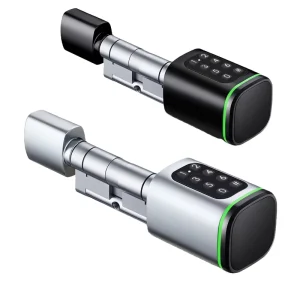 2-in-1 Smart Cylinder Lock with Keyless Biometric Fingerprint Access, Euro Profile, Adjustable