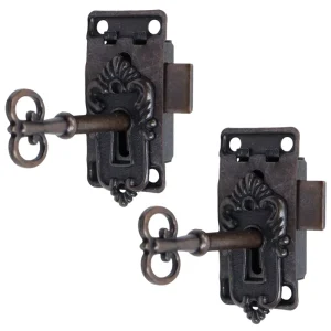 2.09 x 1.06 Inch Drawer Lock, Antique Zinc Alloy Cabinet Lock with Key