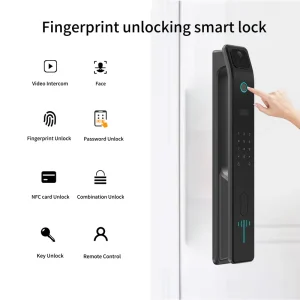 20-Language 3D Face Recognition Smart Door Lock 6068 Mortise Aluminum Alloy Electric Lock with Camera Fingerprint and Cloud Access