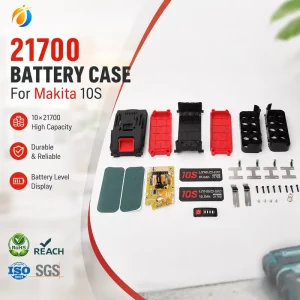 21700 Li ion Battery Case Shell 10 Cell DIY Battery Pack Housing with LED Power Display for Makita 18V Compatible Tools