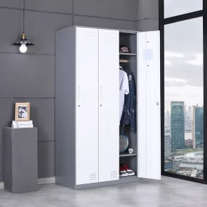 3-Door Cold-Rolled Steel Hotel Bedroom Wardrobe Storage Locker for Clothes