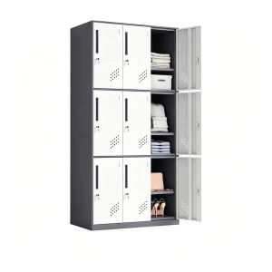 3 Tier 6 Door Steel Locker with Individual Key Lock Vent Holes Detachable Storage Cabinet Gym Office School Dorm Apartment
