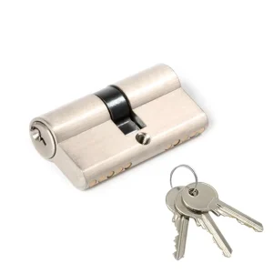 30-Degree Brushed Nickel Hotel Door Lock Cylinder with Double Open Feature