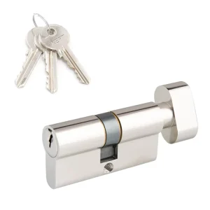 30-Degree Door Lock Cylinder with Thumb Turn Brass Nickel-Plated Steel Aluminum Zinc Alloy Copper ABS