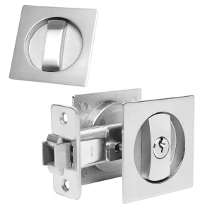 3keys Pocket Door Lock Stainless Steel Flush Mount Recessed Knob Deadbolts Hidden Mechanical Sliding Door Lock