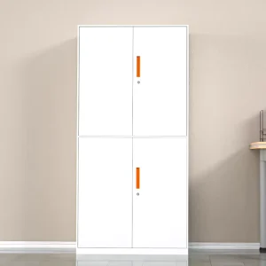 4 Iron Door Office Furniture Metal Filing Cabinet 4pcs Adjustable Partitions Storage File Cabinet Flat Door With Orange Handles