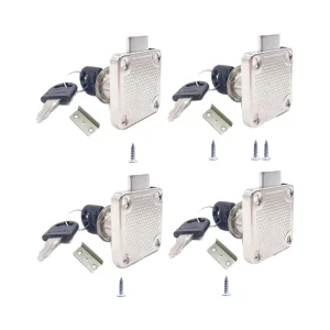 4 Sets Modern Furniture Security Drawer Locks, Zinc Alloy Cam Lock with 180 Rotation for Mailboxes Cupboards and Cabinets, 21-24 mm