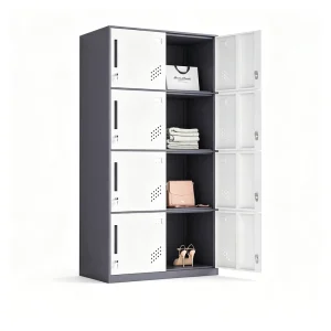4 Tier 8 Door Metal Locker with Separate Key Lock Vent Holes Detachable Storage Cabinet for Gym Office School Dorm Apartment