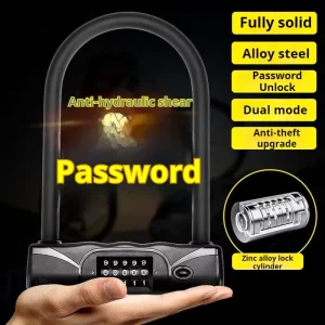 5-Digit Combination Bicycle U-Lock with Zinc Alloy, ABS, and Silicone Coating