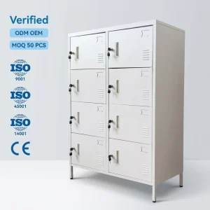 8 Door White Steel Storage Locker Industrial Metal Staff Cabinet with Legs