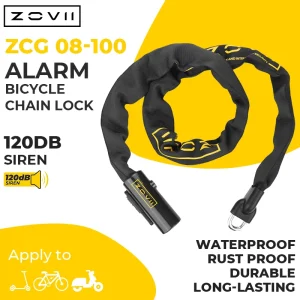 ART4 120dB Alarm Hardened Steel Bicycle Chain Lock, Dustproof, Easy Locking
