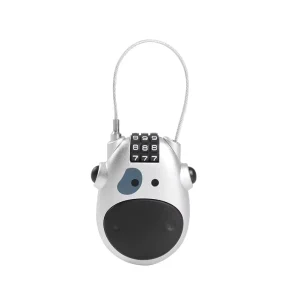 Adjustable 3 Digit Combination Bicycle Lock Silver Mini Ski Lock with Retractable Steel Cable ABS Material