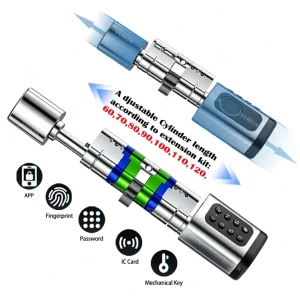 Adjustable Biometric Fingerprint Smart Cylinder Lock with Password and RFID Card