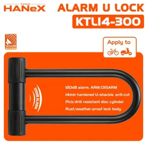 Alloy Steel U-Lock with 120 dB Alarm for Bicycle and Motorcycle