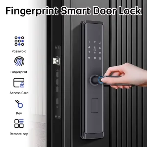 Aluminum Alloy Electronic Door Gate Lock with Fingerprint, Password, Key, and Card Access