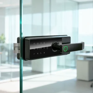 Aluminum Alloy Fingerprint Handle Electronic Glass Door Lock Smart Card Cloud Lock with WiFi for Office