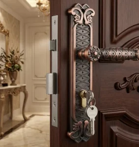 Aluminum Mechanical Door Handle Lock with Keys for Wooden Doors