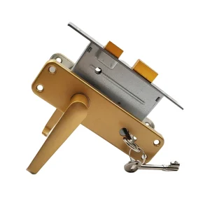 Aluminum Mechanical Lock Set with Handle and Keys for Wooden Bedroom and Bathroom Doors