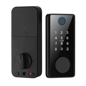 Aluminum Smart Deadbolt Lock with Fingerprint, Password, Card and Key Unlocking for Wooden Doors