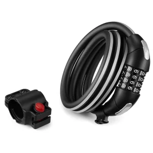 Anti Theft ABS Portable 4 Digit Combination Password Lock with Reflective Luminous Steel Cable Chain for Mountain Road Bikes