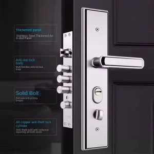 Anti-Theft Folding Hand Lock, Class C Stainless Steel Mechanical Lock for Wooden Doors