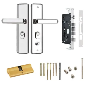 Anti theft Mechanical Door Lock Three Piece Set with Double Action Double Speed Locking Mechanism and Key Unlock