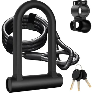 Anti theft and Anti pry Bicycle U shaped Lock with Thickened Alloy Steel Cable and Lock Body Model 608 610