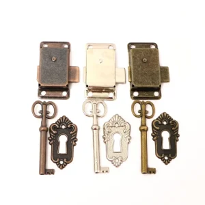 Antique Furniture Locks for Decorative Cupboards and Wooden Jewelry Box Cabinet Doors with Pins and Key
