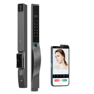 Automatic Electronic Digital Smart Door Lock Fingerprint Card 3D Face Recognition Aluminum Alloy and Wood Door WiFi App Cloud Data