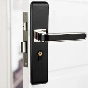 Bedroom Mechanical Lock Set Black Grey Stainless Steel Interior Door Lock Handle