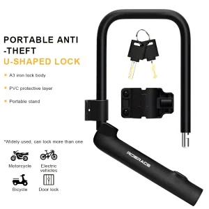 Bicycle U-Lock with PVC Scratch-Resistant Coating for MTB, Road Bikes, Motorcycles, and Electric Bikes