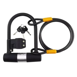 Bike U Lock With Cable Bicycle U Lock 14mm Shackle Cable With Mounting Bracket For Road Bike Motorcycle Locks Chains