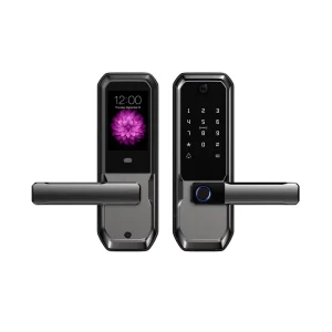 Biometric Fingerprint Handle Lock with Card, Camera, and 3D Face Recognition for Office, Hotel, and Home Doors