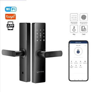 Biometric Fingerprint Smart Door Lock WiFi Digital Keyless Entry Electronic Handle Lock with TTlock Tuya App for Apartment