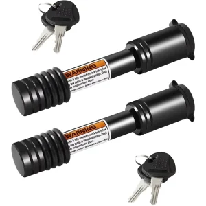 Black Anti-Theft 3 Tubular Keys Hitch Receiver Lock Security 5/8 Inch New Condition Fit 2 And 2.5 Inch Trailers