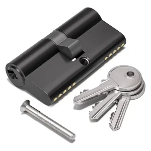 Black Euro Cylinder Lock Chrome-Plated Solid Brass Body with S-Type Key