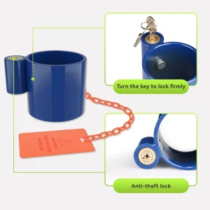 Blue 5th Wheel Trailer King Pin Lock for Container, Trailer Hitch and Tow Security Lock with Warning Tag, RV Parts and Accessories
